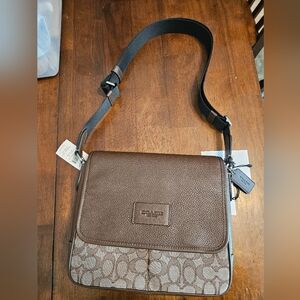 Coach Brown Messenger Bag with Pebbled Leather